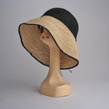 CAPELINE cappello in paglia bicolor DEMI CAPELINE CROCHET 01BG196 BLACK bagatelle france 