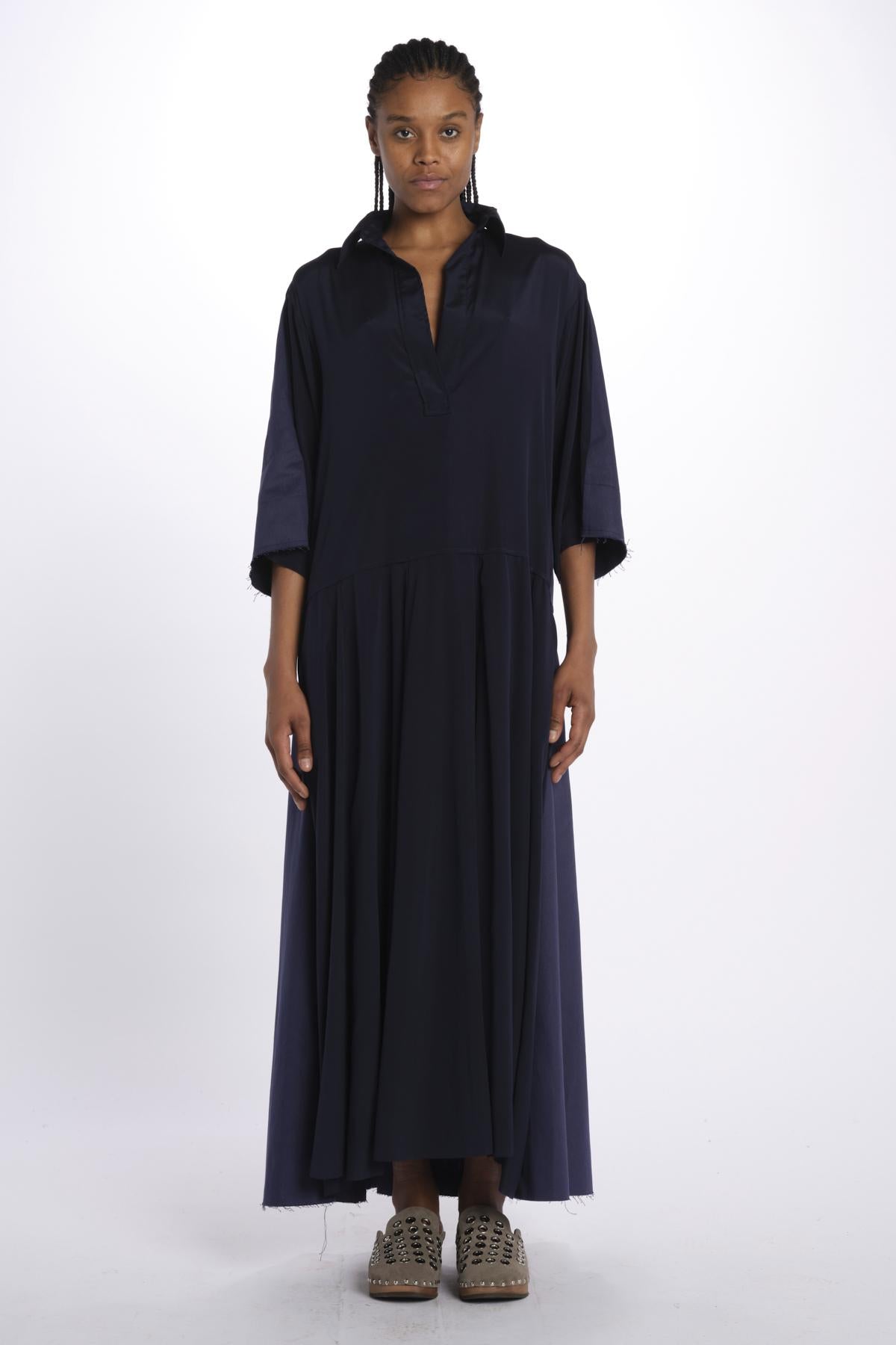 Abito lungo scollo V NEW CHRISTY DRESS BLUECOTTON jejia 