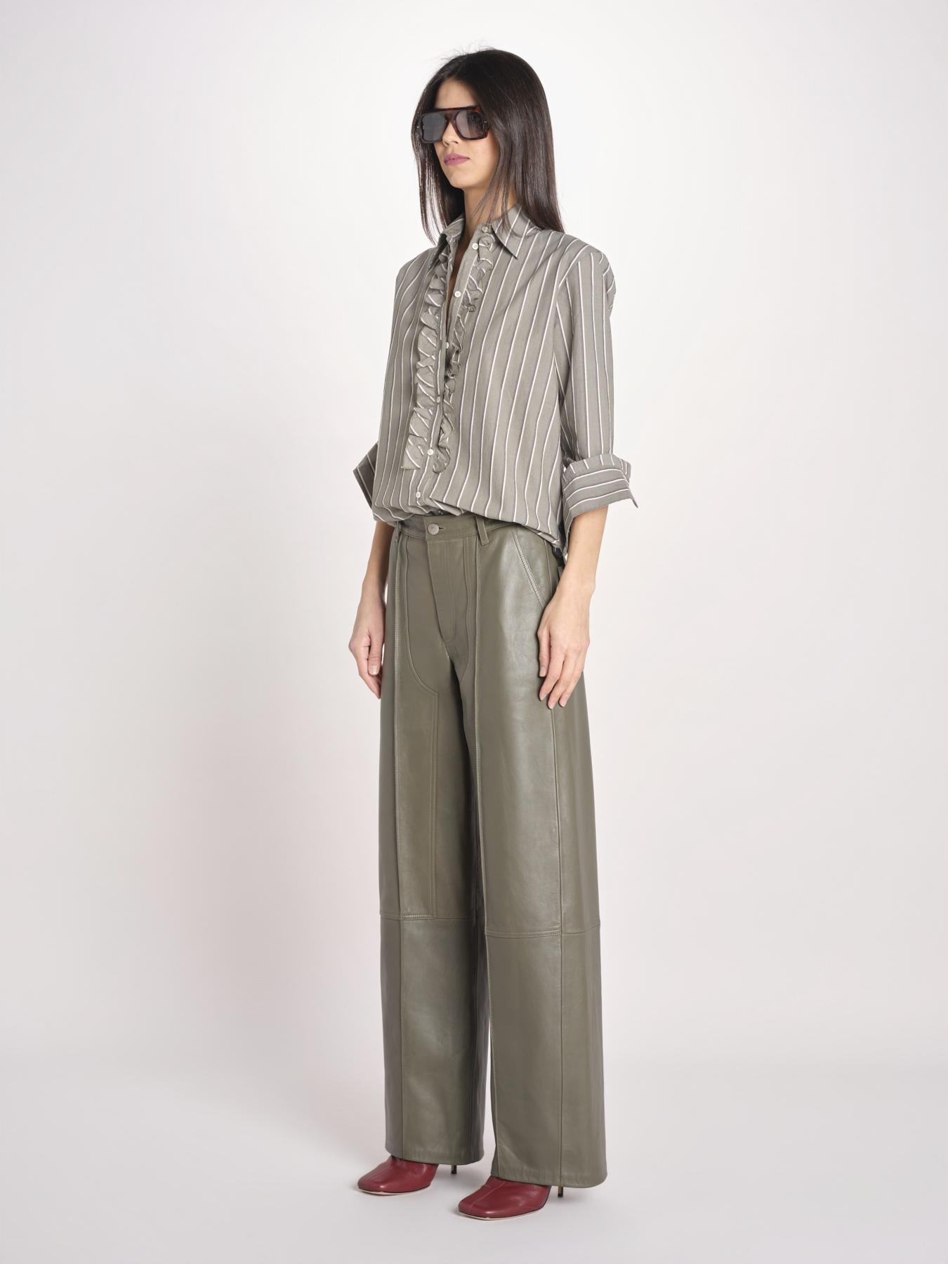 pantalone in pelle LESLIE IO118060 DARK EUCALYPTUS GR533 ivy oak 