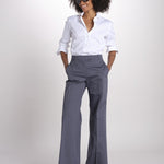 pantalone diritto in cotone MELODY L 684 54 70 SLATE quelledue 