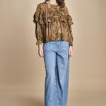 camicia stampa etno lurex PIXIE OCRE ba&sh 