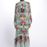 Abito lungo BEAUTY chiffon stampa fiori 328791 BLUE farm rio 