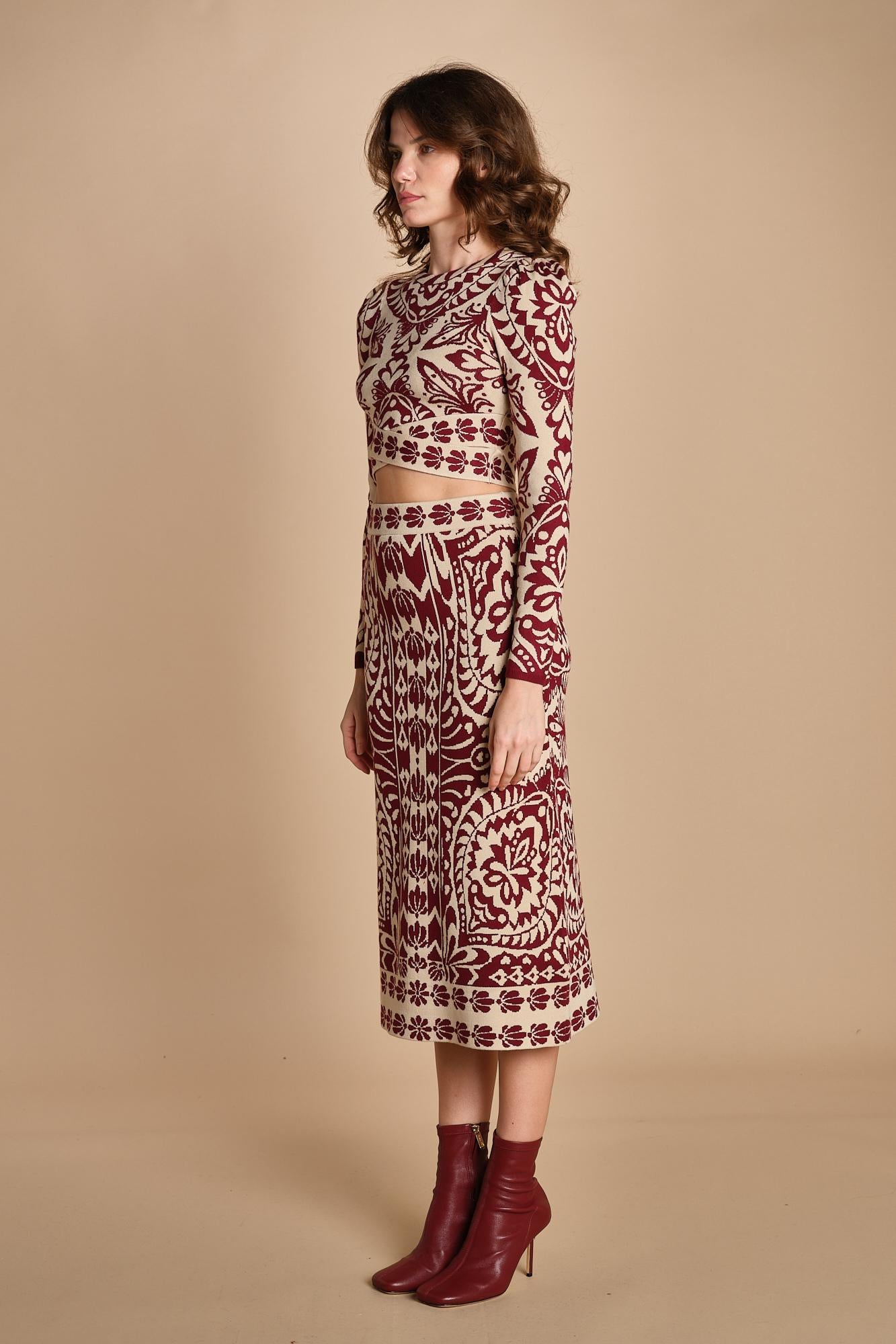 gonna jaquard con fiori PINEAPPLE LOVE 351825 OFF WHITE farm rio 