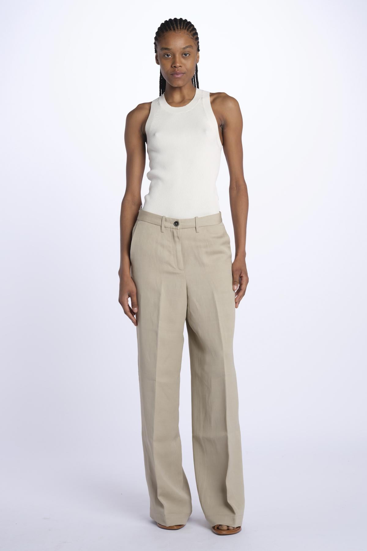 Pantalone KAREN dritto misto lino KAREN KRN27 SABBIA nine in the morning 