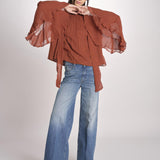 camicia in chiffon con maniche over THERESE RUGGINE malina 