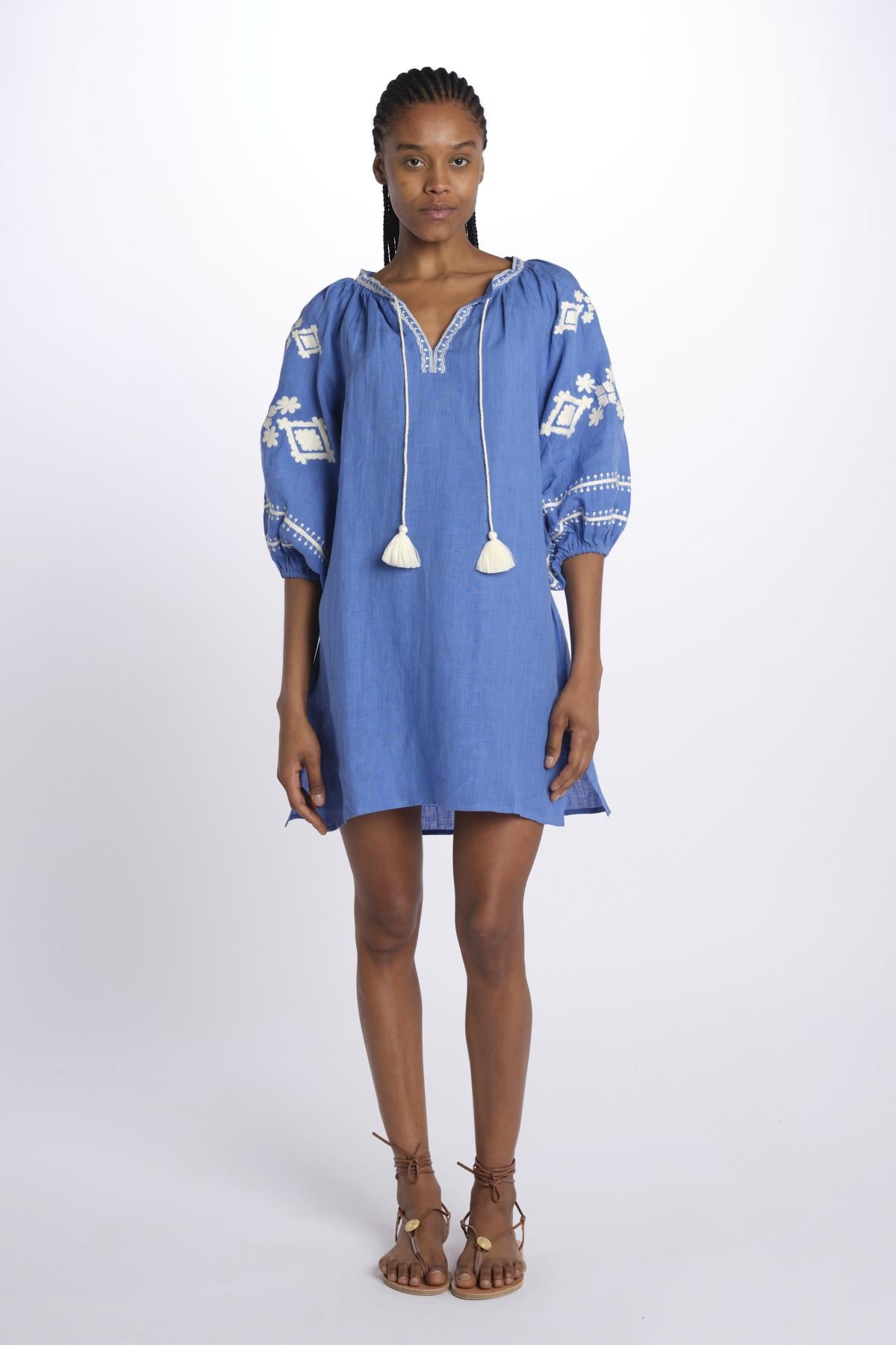 BYBLOS tunica greche applicate by milaura. BE22222 SERENA BLU benaras soleil 