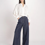 camicia con ricamo fiori DESTRO 2615111032600 001 BIANCO weekend maxmara 