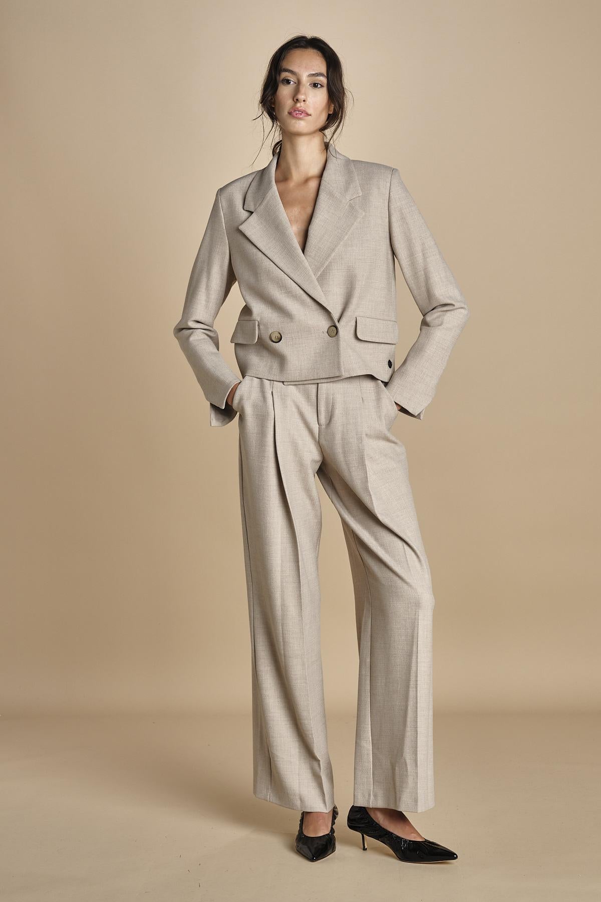 giacca cropped MASE F25-043 092 DRIFWOOD oscar 