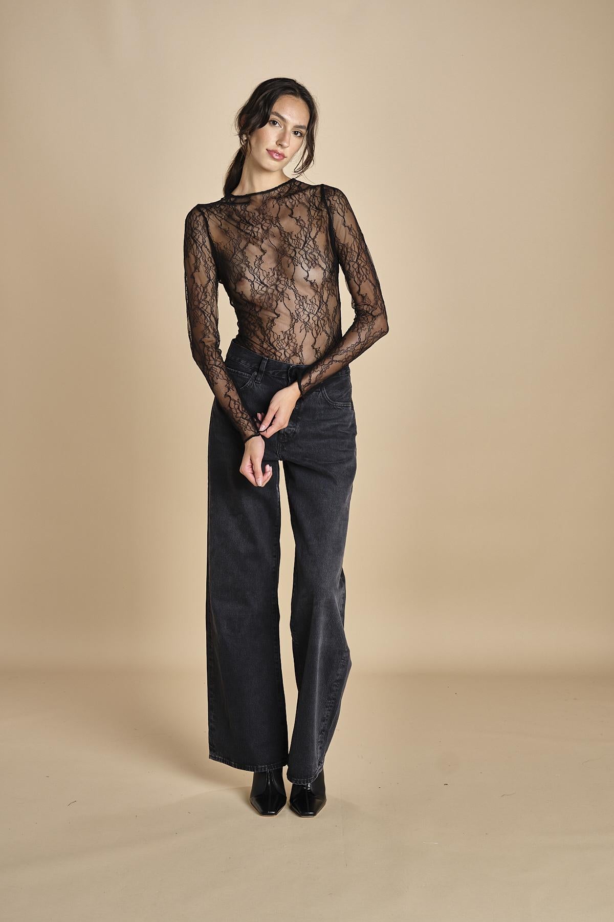ELECTRIC BODYSUIT body in pizzo ELECTRIC BLACK undress code 