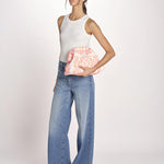 clutch in spugna dipinta a mano PM.25E28. O ORANGE le daf 