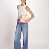 clutch in spugna dipinta a mano PM.25E28. O ORANGE le daf 