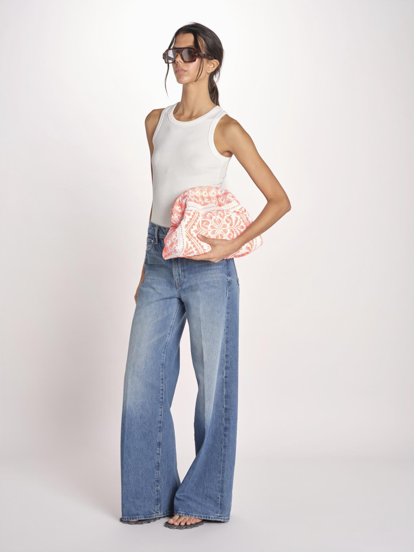 clutch in spugna dipinta a mano PM.25E28. O ORANGE le daf 