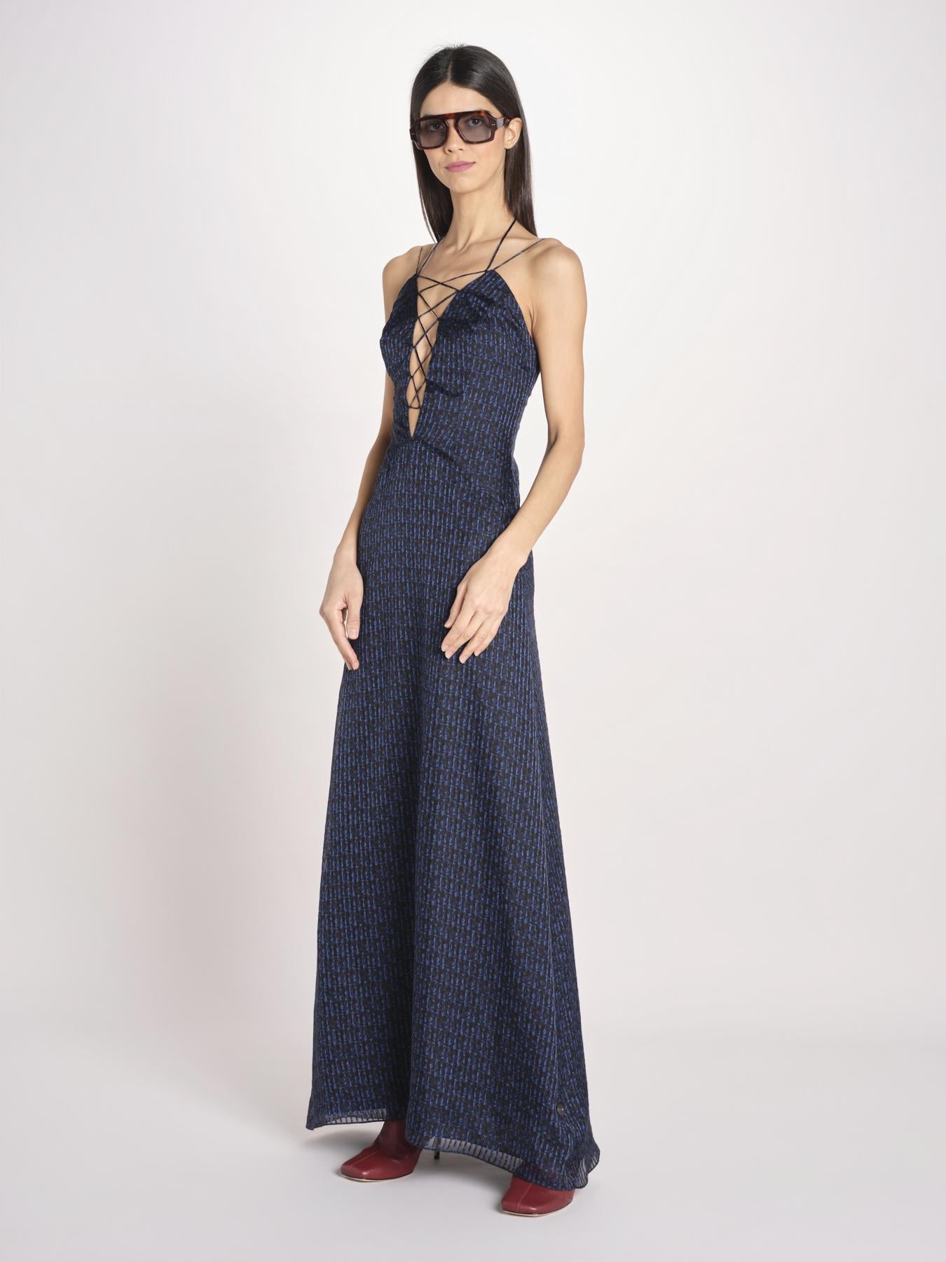 abito lungo in seta con scollo profondo e spalline sottili KAL0102 TEO284 kristina ti 