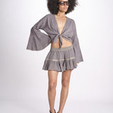 minigonna a balze in lurex gessato ROSE STONE GREY christianzen 