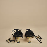 decolté in suede con lacci alla caviglia ODESSA 50 F887SDE BLK studio AMELIA 