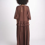 abito lungo con balze ANGE MY001 BROWN fortela 