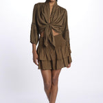 PANOLI minigonna a balze PANOLI OLIVE laraethnics 