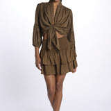 PANOLI minigonna a balze PANOLI OLIVE laraethnics 