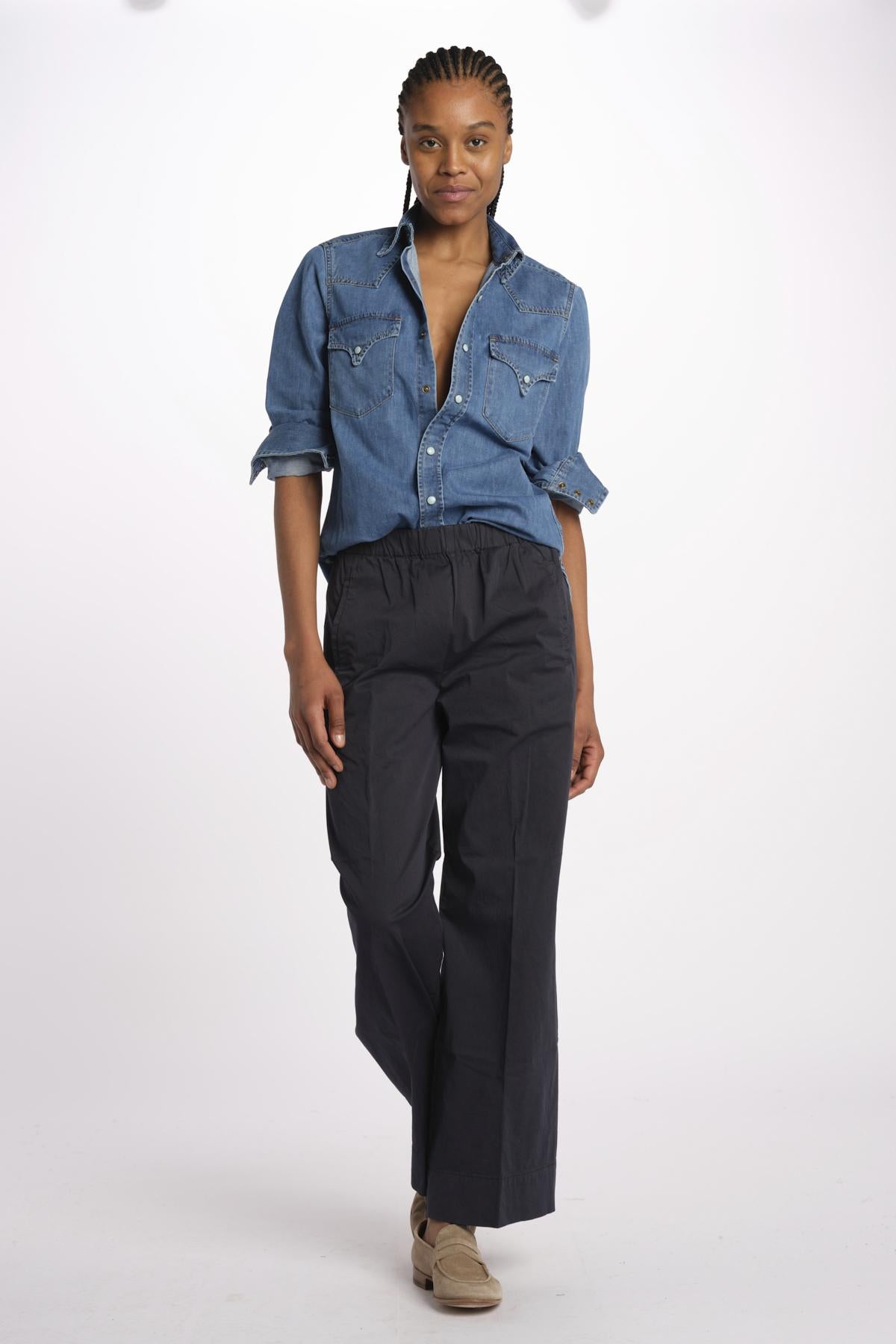 Pantalone PENSIL cotone con elastico PENSIL NAVY true avenue 