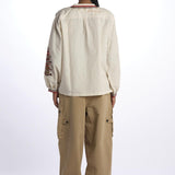 Camicia CINTHYA con ricamo plastron CINTHYA OFFWHITE fortela 