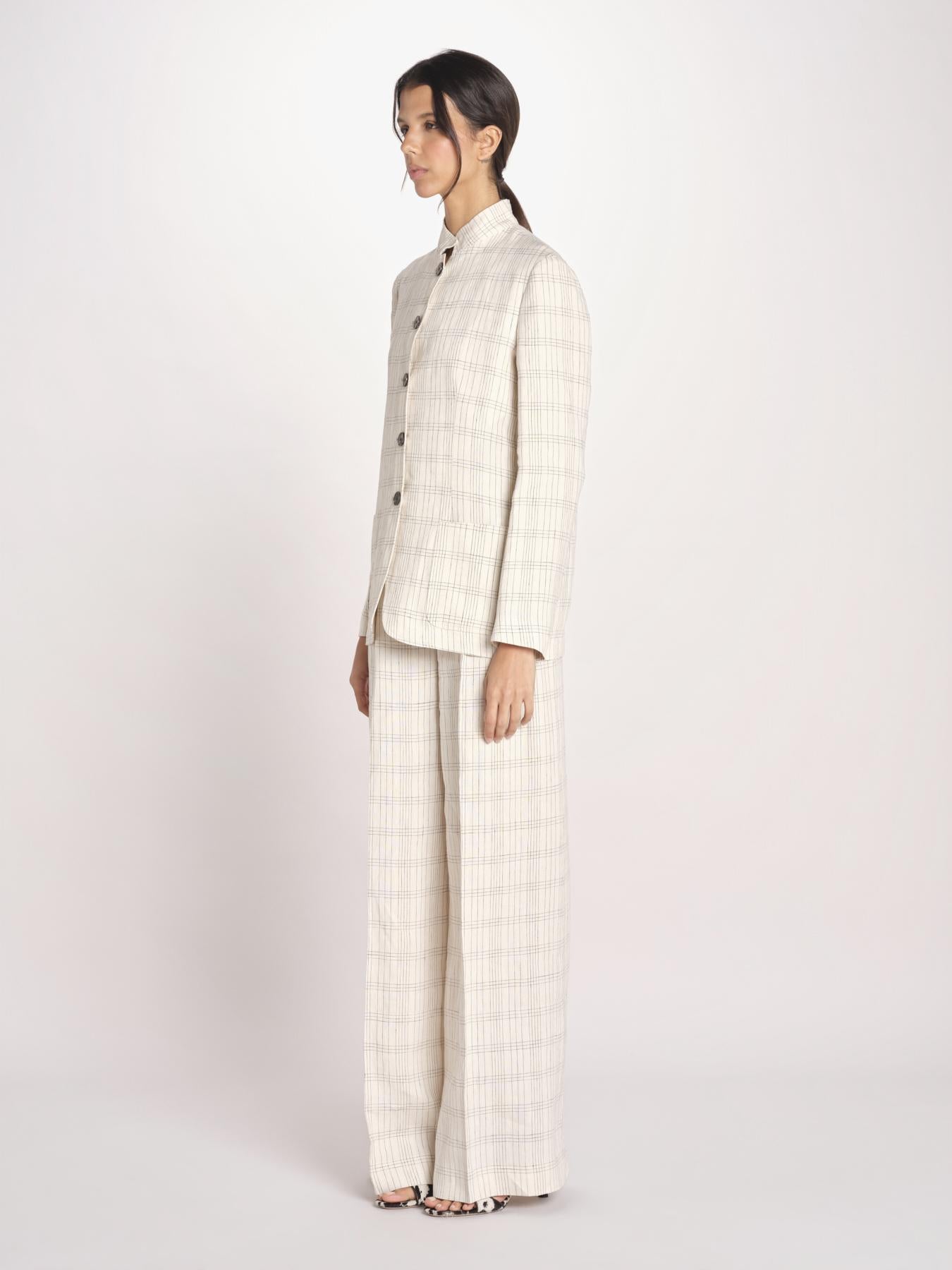 giacca guru lino a quadri BERYL33113 10047 7 quelledue 