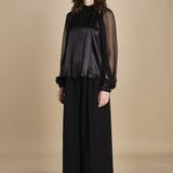 camicia raso e chiffon LISBONA BLACK crida 