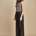 pantalone a vita bassa con elastico in lana e seta. ASTRID STR02 MORO nine in the morning 