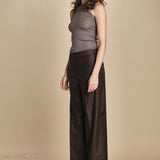 pantalone a vita bassa con elastico in lana e seta. ASTRID STR02 MORO nine in the morning 