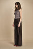 pantalone a vita bassa con elastico in lana e seta.