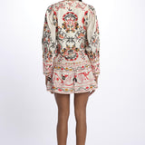 Abito corto CASHEW MANDALA  stampa fiori 328912 CREAM farm rio 