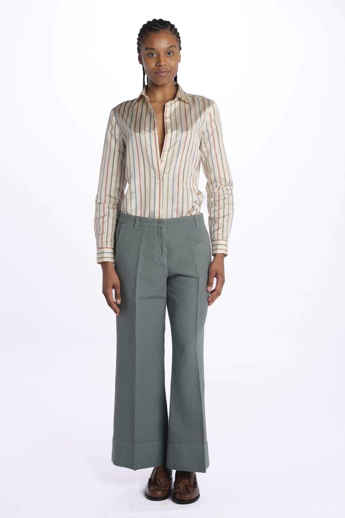 Pantalone MELODY D cropped canvas tinto capo MELODYD408501 70 quelledue 