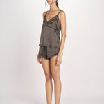 top in seta e pizzo PIP L25103457 DARK GREEN 700 love stories 