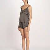 top in seta e pizzo PIP L25103457 DARK GREEN 700 love stories 