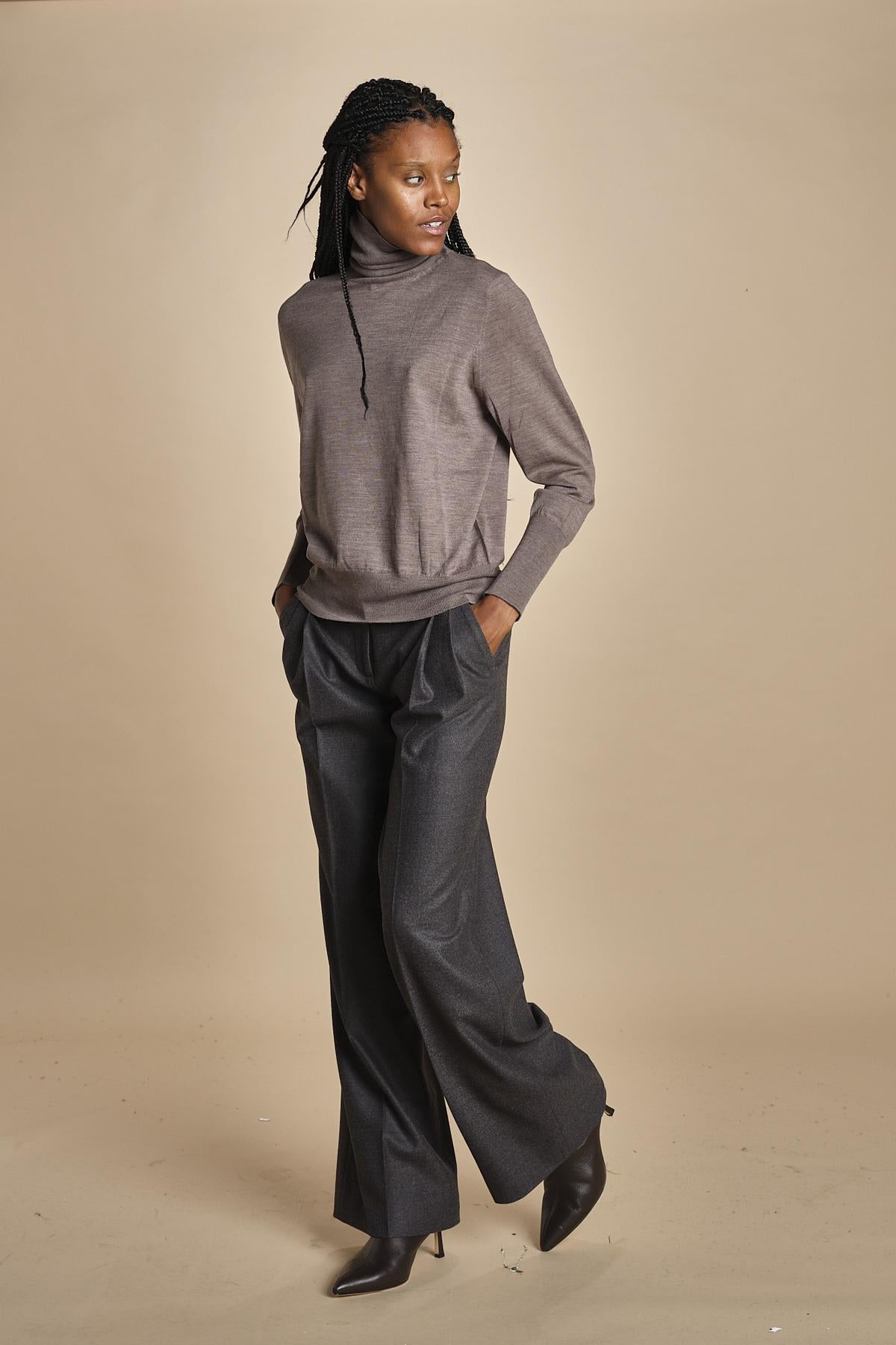 pantalone con pinces in flanella MAFALDA T 357194 50 quelledue 