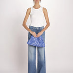 clutch in spugna dipinta a mano PM-25E18-R B 12 BLUETTE le daf 