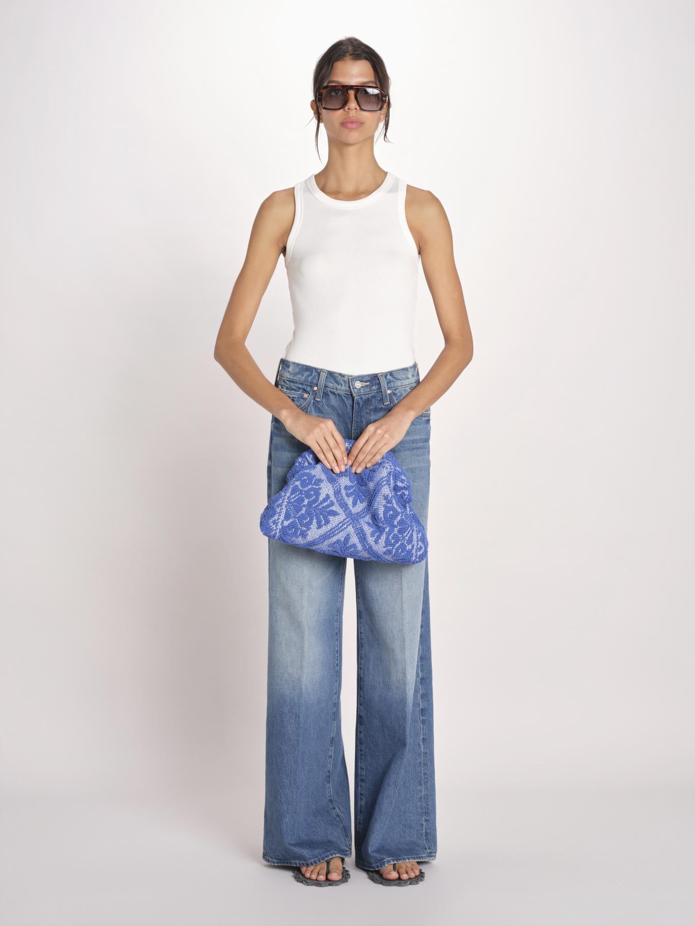 clutch in spugna dipinta a mano PM-25E18-R B 12 BLUETTE le daf 