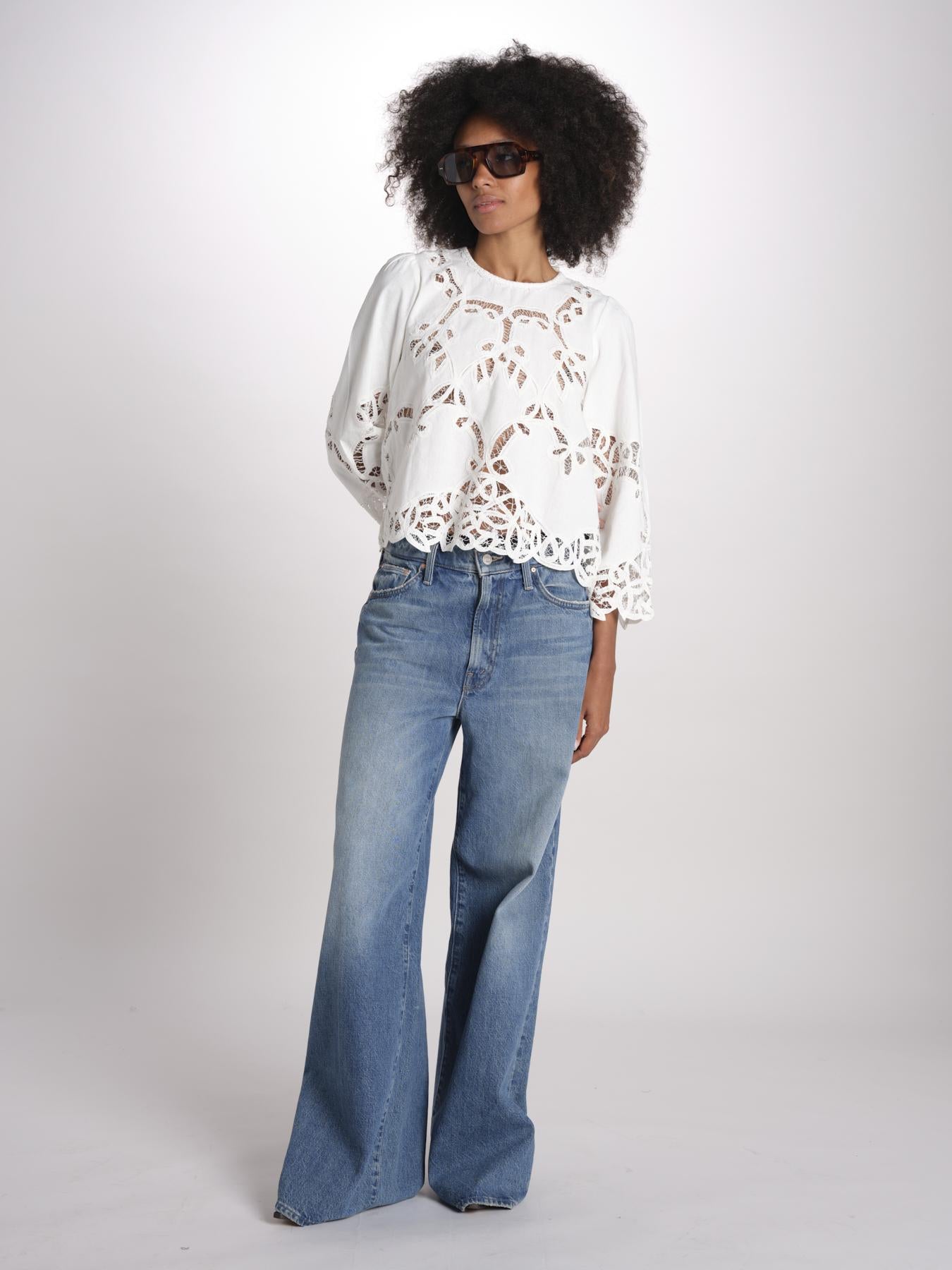 camicia con ricami THE PICNIC TOP T1460992 CREAM the GREAT 