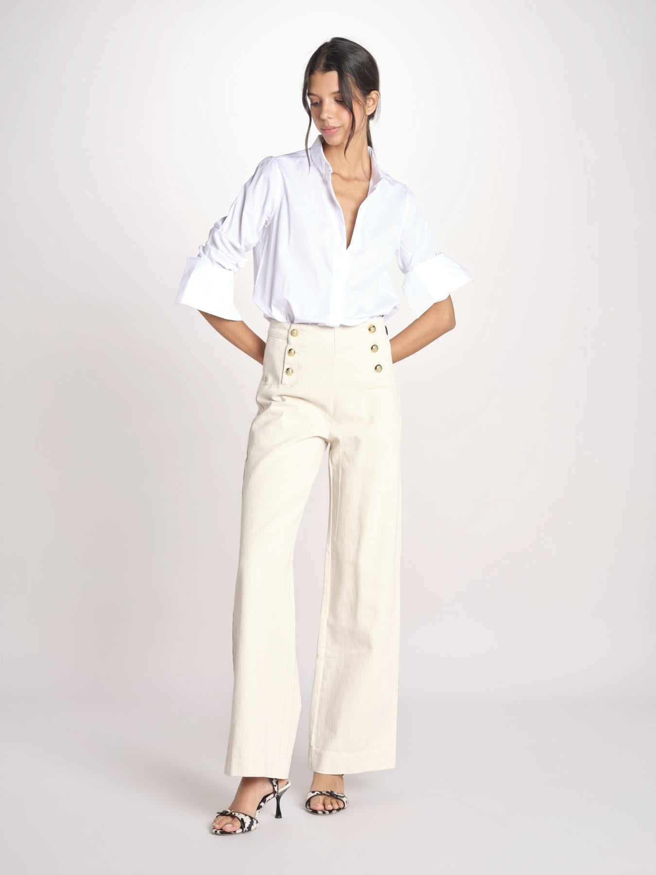 pantalone marinaio con bottoni oro MARINE COMFRTIBULL NATURAL true avenue 