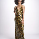 abito in paillettes THE SAPHIRE OLIVE misha 