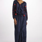 PALAZZO pantaloni in seta  by milaura. BE24252PANT NAVY benaras soleil 