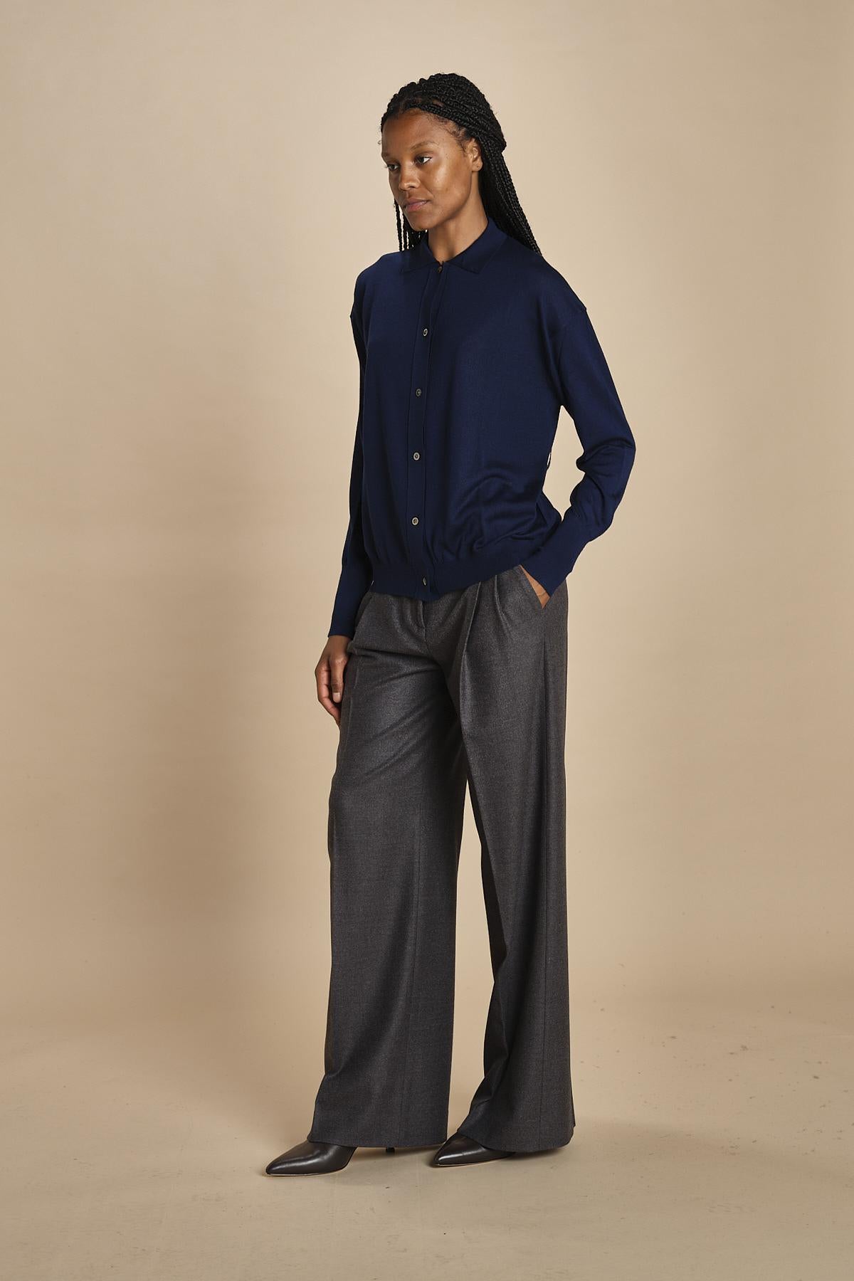 camicia over in lana merino MIL LAU20 E21210 BLU milaura 