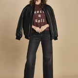 t-shirt con scritta e strass. JWTS02868 BURGUNDY 540 zadig & voltaire 
