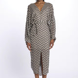 Caftano LOULI CAFTAN stampa zig zag S25065 BLACKANDWHITE sundress 