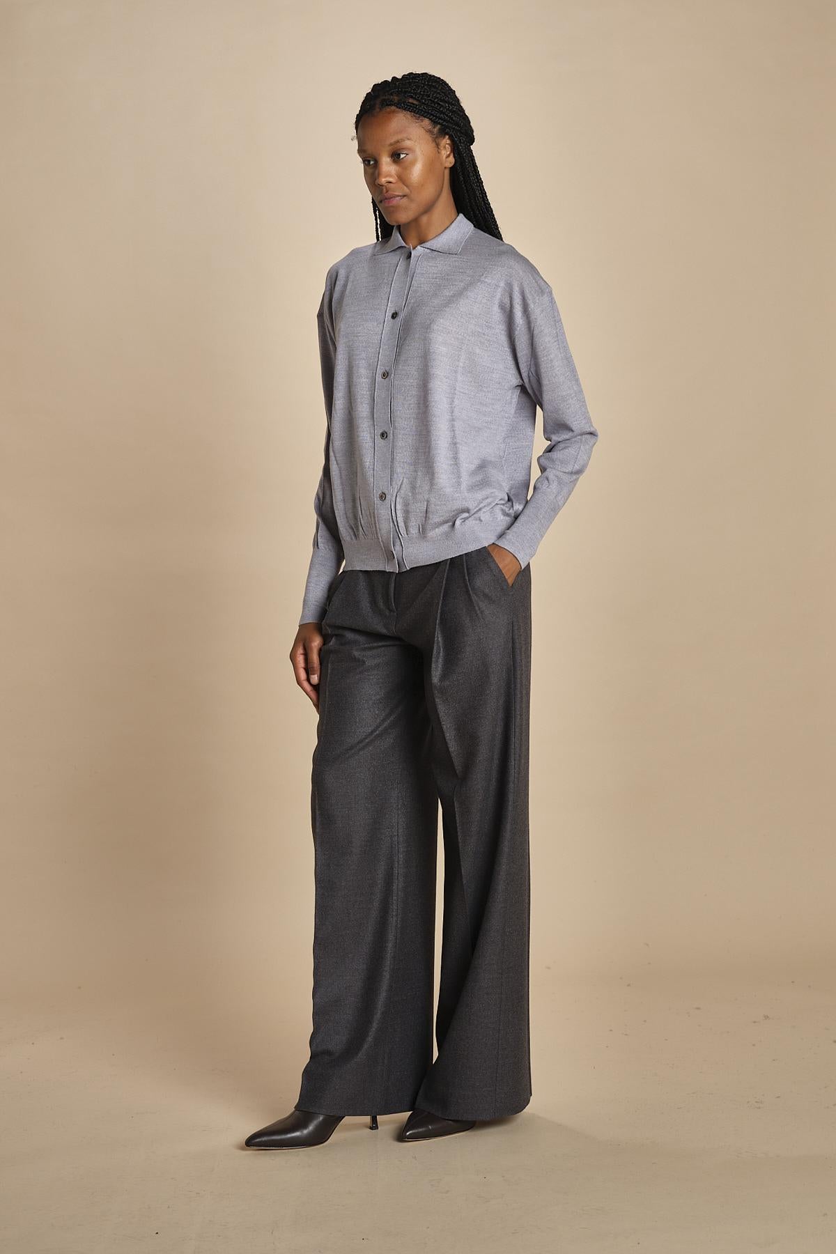 camicia over in lana merino MIL LAU20 E20181 GRGIO CHIARO milaura 