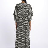 ANTOINETTE abito impero con stampa foglie ANTOINETTE INDIAN BLACK laraethnics 