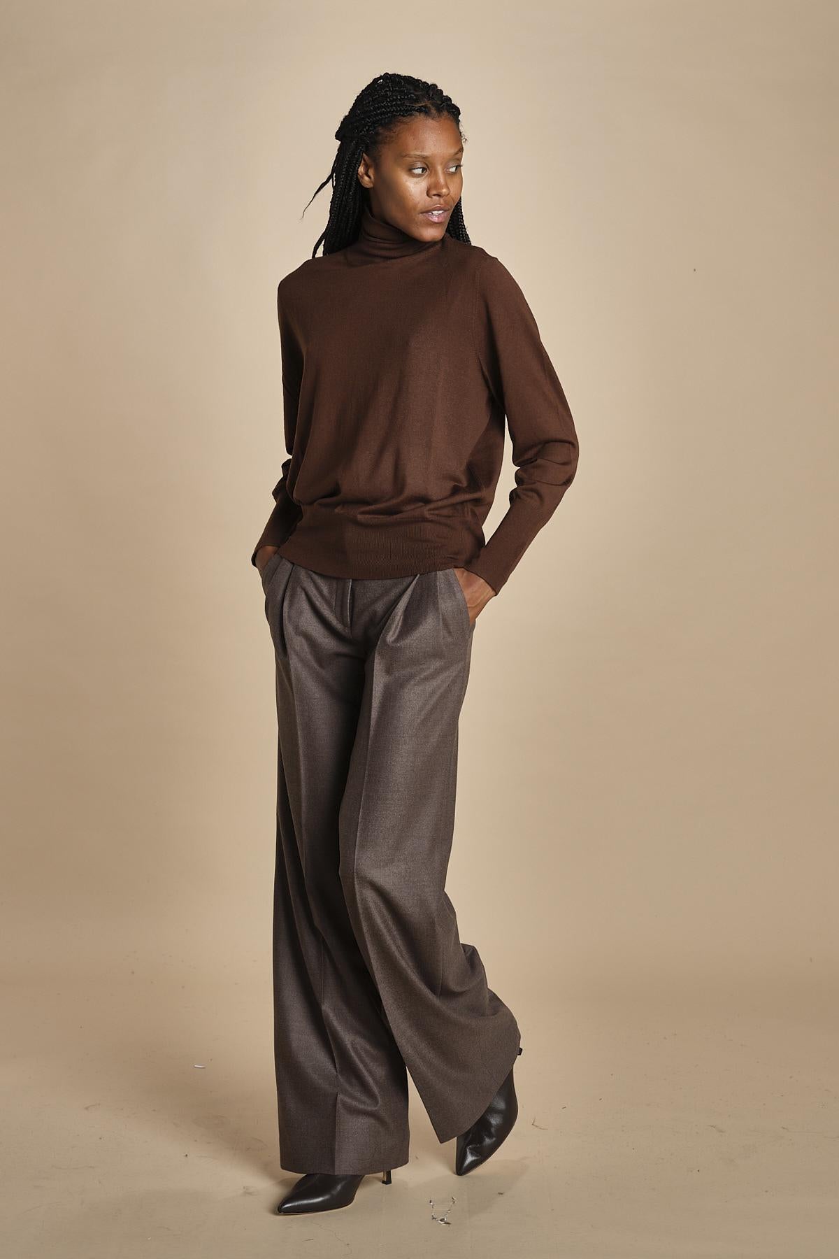 pantalone in flanella con pinces MAFALDA T 357194 73 quelledue 