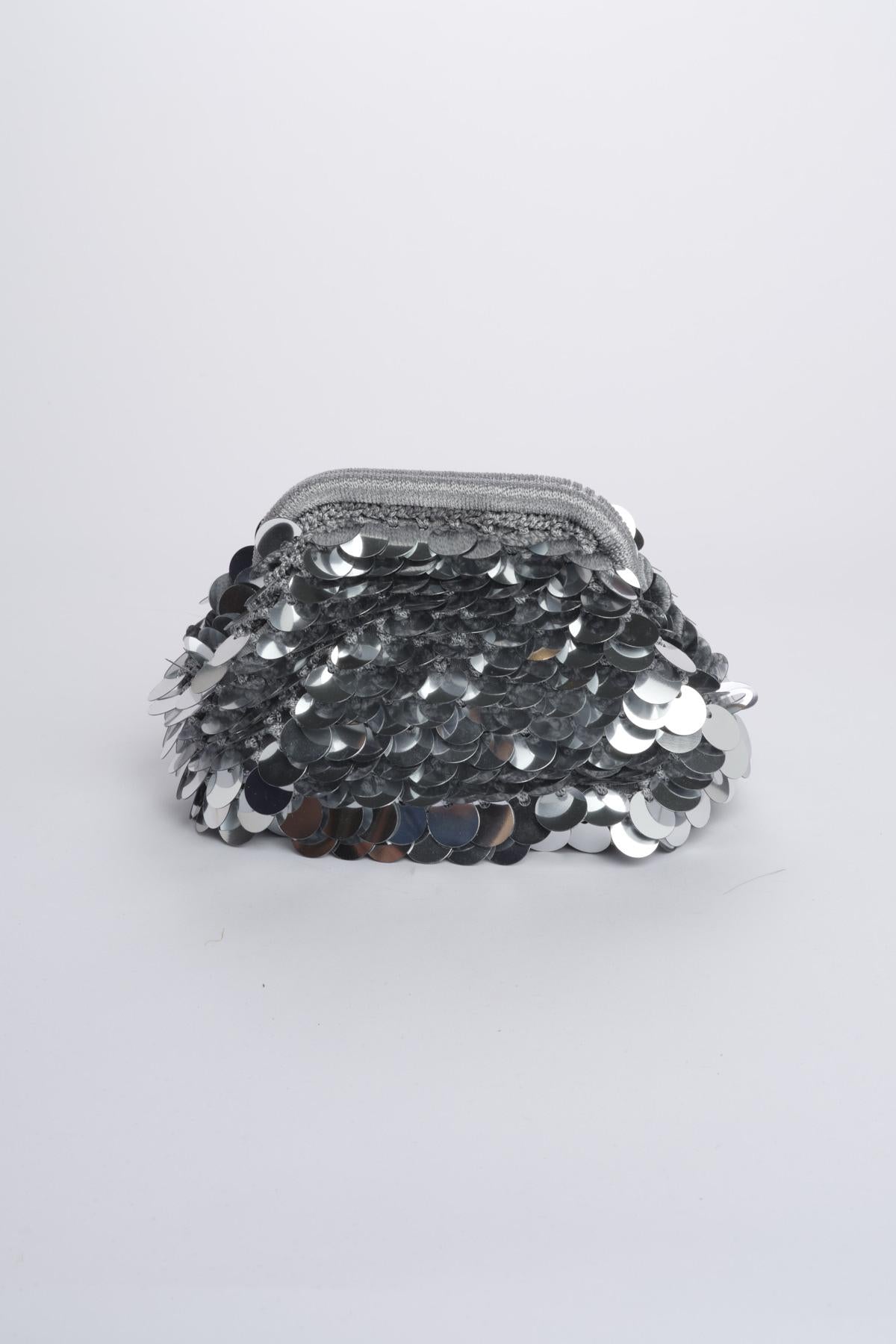 Clutch OIA piccola con paillettes OIA BAG SILVER boheme couture 