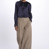 Camicia manica sbuffo CUTWORK BE24499 NAVY milaura 