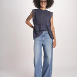 top in voille con pizzo THE SONNET TOP T1473435L NAVY the GREAT 