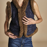 gilet gricamato con montone HUGO GILET NAVY antik batik 
